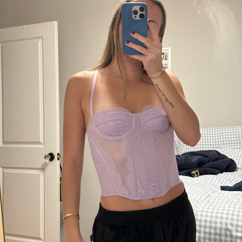 Amazon Lavender Lace Crop Top